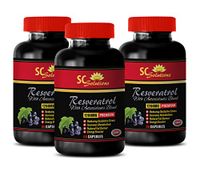 Brain Support Pills - Pure RESVERATROL Supplement 1200 mg - Green Tea Capsules - 3 Bottles 180 Capsules