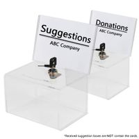 KYODOLED Acrylic Donation Box with Lock,Ballot Box with Sign Holder,Suggestion Box Storage Container for Voting, Raffle Box,Tip Jar 6.1" x 4.3" x 3.8"