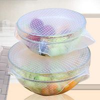 Saran Wrap & Plastic Bags - Arrival 4pcs Set Food Fresh Keeping Saran Wrap Reusable Silicone Wraps Seal Vacuum Cover Lid Stretch - Wrap Keeping Silicone Stretch Large Containers Dishwasher Ho