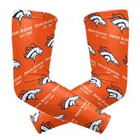 Denver Broncos Cooling Arm Sleeve (Pair) - Elbow Brace Support Sun UV Protection for Men & Women - Sports Sleeves for Basketball Baseball Softball Volleyball