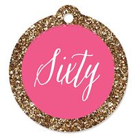 Chic 60th Birthday - Pink and Gold - Birthday Party Favor Gift Tags (Set of 20)