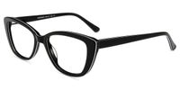 Firmoo Anti Blue Ray Computer Reading Glasses, Vintage Chic Cateye TR Frame, Anti Eyestrain UV400 Protection Glasses for Women（Black-White, 2.00）