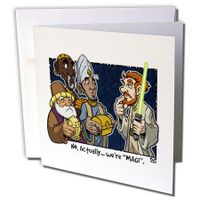 3dRose Tim Ellis Cartoon, Christmas Magi, Starwars Jedi Greeting Cards, 6" x 6", Set of 6 (gc_3374_1)
