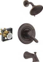 Delta Faucet Lahara 17 Series Dual-Function Tub and Shower Trim Kit with 5-Spray Touch-Clean Shower Head, Venetian Bronze T17438-RB (Valve Included)