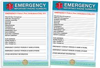 Emergency Contact Cards in Magnetic Sleeve Home Alone 5” x 7” Doctor Approved Refrigerator Safety Important Phone Numbers Call List (2 Cards and 1 Magnetic Sleeve from TLC, Blue Medical ICE)