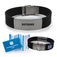 Asthma Sport Medical Alert ID Bracelet for Men and Women