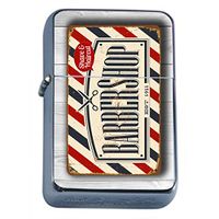 Vintage Barbershop Signs Barber Shop Flip Top Oil Lighter S2 Smoking Cigarette Smoker Includes Silver Case