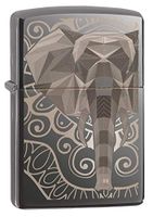 Personalized Custom Message Engraved on Back Elephant Fancy Fill Design Indoor Outdoor Windproof Zippo Lighter