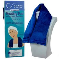 Microwavable Heating Pad Wrap for Neck, Shoulder, and Back Pain | Filled with Clay & Charcoal Beads | Unscented | Washable Minky Cover | Royal Blue