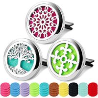 3 PCS Car Aromatherapy Essential Oil Diffuser Vent Clip, Stainless Steel Locket with 40 Felt Pads