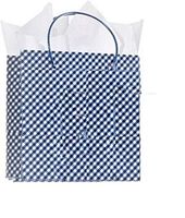 Bath and Body Works Blue Gingham Print Gift Bag with Tissue Paper 5 Pack