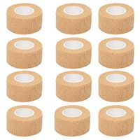 Self Adhesive Bandage Cohesive Warp Bandages Sport Medical Tape Tattoo Grip Cover Nonwovens 1"x5y 12Roll for Stretch Athletic, Ankle Sprains & Swelling, Sports，House Peta & Horse FDA Approved