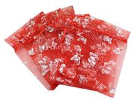 5 x 7 Inch 100 Butterfly Organza Jewelry Gift Pouch Candy Pouch Drawstring Wedding Favor Bags (red, 5x7inch)