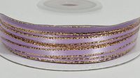 Ben Collection 1/8" X 100 Yards Double Face Satin Ribbon with Metallic Gold & Silver Edge (Lavender & Gold)