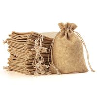 YUXIER Burlap Bags with Drawstring Party Favor Bags for Wedding Decorations, Storage Arts Crafts Projects, Presents, Snacks, Jewelry Candy Christmas 5.3 x 3.7inch (Flaxen) Pack of 100 Small Gift Bags