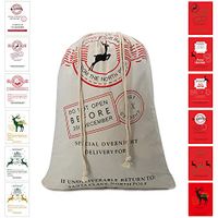 Bonison Christmas Bag Santa Sack Canvas Bag for Gifts Santa Sack Special Delivery Extra Large Size 27.6"x19.7" (White Pattern 2)