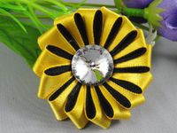 24pcs Ribbons Circular Flower Rhinestones Appliques Craft DIY (Pick Color (Yellow)