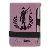 Mini Notepad, Lady Justice, Personalized Engraving Included (Pink)