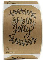 Christmas Gift Tags Natural Kraft Holiday Present Stickers Holly Jolly Season's Greetings 4 Different Designs 2 x 3 Inch 100 Total Labels