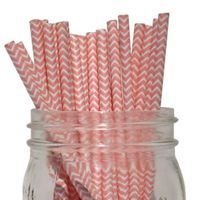 Just Artifacts Chevron Stripe Paper Straw 25pcs Light Pink