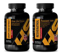 Immune System Support Supplement - Grape Seed Extract - RESVERATROL 1200 MG - resveratrol Natural - (2 Bottles Combo)