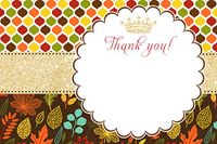 30 Blank Thank You Cards Fall Autumn Leaves Prince Princess Baby Shower Sprinkle + 30 White Envelopes