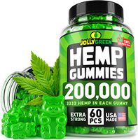 JOLLYGREEN Hemp Gummies 200,000 - Effective Anxiety & Stress Relief - Made in USA - Natural Immune Gummies - Tasty & Relaxing - Rich in Omega 3-6-9 - Great Mood Boost & Insomnia Relief - 60 PCS