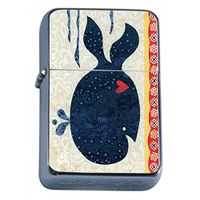 Blue Whale Flip Top Oil Lighter S1 Smoking Cigarette Smoker Includes Silver Case