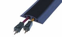 Powerback RFD6-10 Durable Rubber Large Two Channel Duct Protector, Black, 10' Length