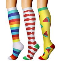 CHARMKING Compression Socks (3 Pairs) 15-20 mmHg is Best Athletic & Medical for Men & Women, Running, Flight, Travel, Nurses, Edema - Boost Performance, Blood Circulation & Recovery (L/XL,Assorted 35)