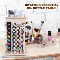 reakfaston Wooden Rotating Essential Oil Bottle Holder Classification Display Stand Table Diffuser Holder，Height Increase Rack with Upper Tray for Holding Diffuser workable