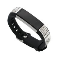 EPYSN Replacement Bands Compatible for Fitbit Alta/Alta HR,Bling Silver Rhinestone Accessories Dressy Bracelet Band Wristband for Women Black