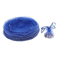Dealglad 50pcs 25cm Round Drawstring Organza Jewelry Candy Pouch Christmas Wedding Party Favor Gift Packaging Bags (Royal Blue)