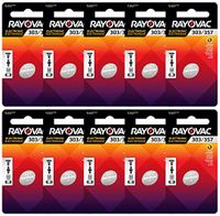 10 Rayovac 303/357 Silver Oxide Batteries