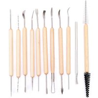 Art Supplies 11 PCS Sculpting Tools -DIY Wooden Handles Ceramic Tools Beginners Professionals Arts and Crafts,Wood and Steel,Home School Use
