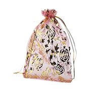 Riverer 100 pcs Gold Roses Pattern Organza Gift Bags, 13x18cm (5.1x7.1 Inches)