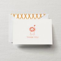 Crane & Co. Box of 10 Thermography Clementine Lion Thank You Notes and Envelopes