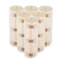 NexSkin 6" Organic Latex Free American Cotton - Comfort Elastic Bandage with Clip Fasteners - Beige, 6 Pack