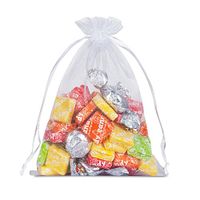 GSSUSA 100pcs White Sheer Organza Bags 5"x7" Drawstring Jewelry Pouches Wedding Party Christmas Favor Organza Gift Bags