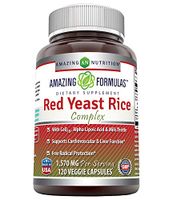 Amazing Formulas Red Yeast Rice Complex 1570 mg per Serving 120 Veggie Capsules (Non-GMO,Gluten Free) -with Coq10, Alpha Lipoic Acid & Milk Thistle -Supports Cardiovascular & Liver Function*