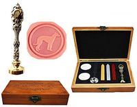 MNYR Greyhound Whippet Dog Luxury Wood Box Silver Metal Peacock Wedding Invitations Gift Cards Paper Stationary Envelope Seals Custom Logo Wax Seal Sealing Stamp Wax Sticks Melting Spoon Wood Gift Kit