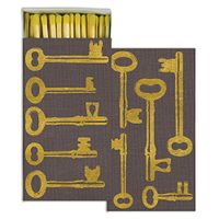 HomArt Large Decorative Gold Foil Keys Candle and Fireplace Wood Matches (Set of 10)