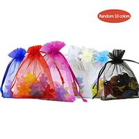 Axgo 100 Packs Organza 4x6 Drawstring Wedding Bags Jewelry Gift Pouch,4 x 6 Inch, 4" x 6", Random Color
