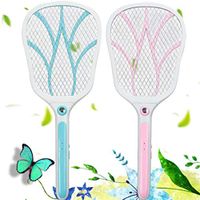 HOT Multifunction LED Lighting USB Mosquito Flying Swatter Charge Electronic Bug Zapper Pest Repellent - Pink/Blue (Sky Blue, 55x22x3cm)