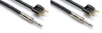 2 Hosa SKJ-610BN 10 Foot 1/4" TS To Dual Banana Speaker Cables