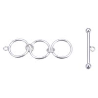 2 Sets Sterling Silver 3 Round Rings Toggle Clasps Adjustable Connector Beads for Jewelry Craft Making SS375