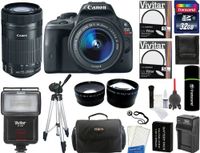 Canon EOS Rebel SL1 Digital SLR Camera with EF-S 18-55mm f/3.5-5.6 IS STM Lens + Canon EF-S 55-250mm f/4-5.6 IS STM Zoom Lens + 32GB Card + Flash + Tripod + Case + Battery + Filters + 2 Lenses + Accessory Kit