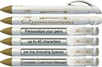 Greeting Pen Personalized Pens- Quinceañera Wand 15th Birthday Party Invitation/Favor Rotating Message Pen - 6 pack (P-QP-405-6)
