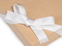 Pack Of 50, 8" White Satin Stretch Wide Loops W/Pre-Tied Bows For Jewelry Boxes