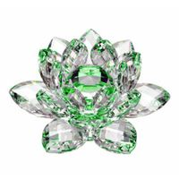 Amlong Crystal Hue Reflection Crystal Lotus Flower with Gift Box, Green (4 Inch)